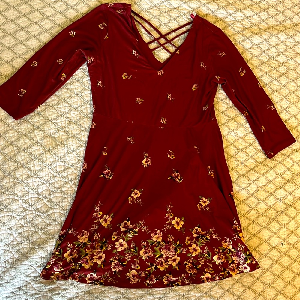 Nine Britton Burgundy long sleeve mini dress